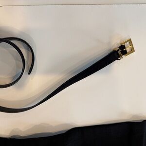 Yves Saint Laurent Cassandre Suede Belt, Black, 75cm